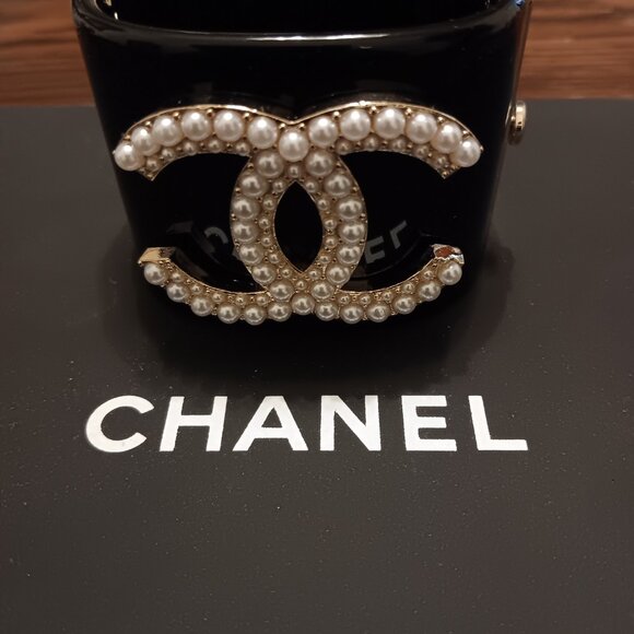 Chanel cuff bracelet black with pearls - Picture 5 of 9